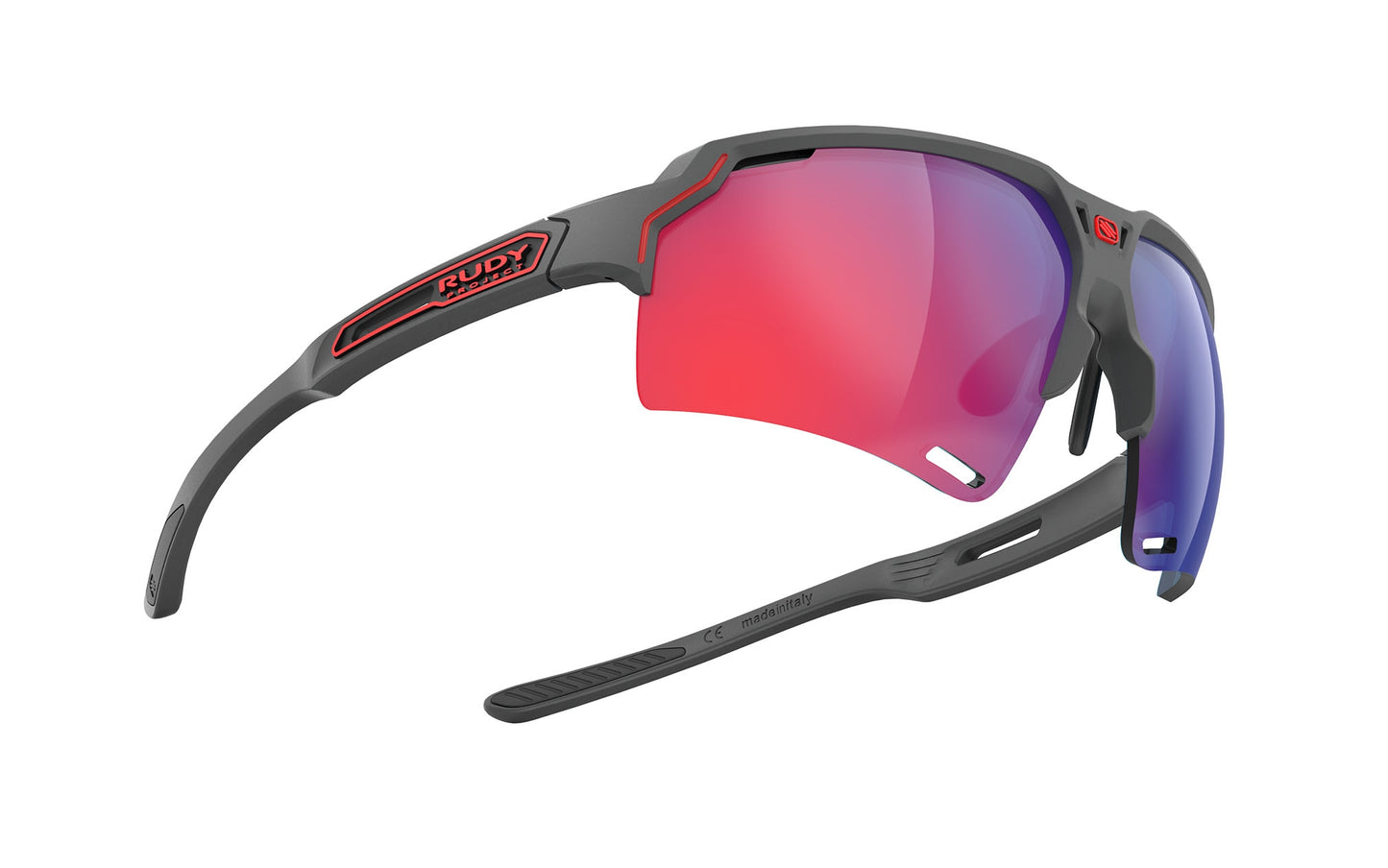 Occhiali Rudy Project Deltabeat grigio carbone opaco con lenti RP Optics Multilaser rosso