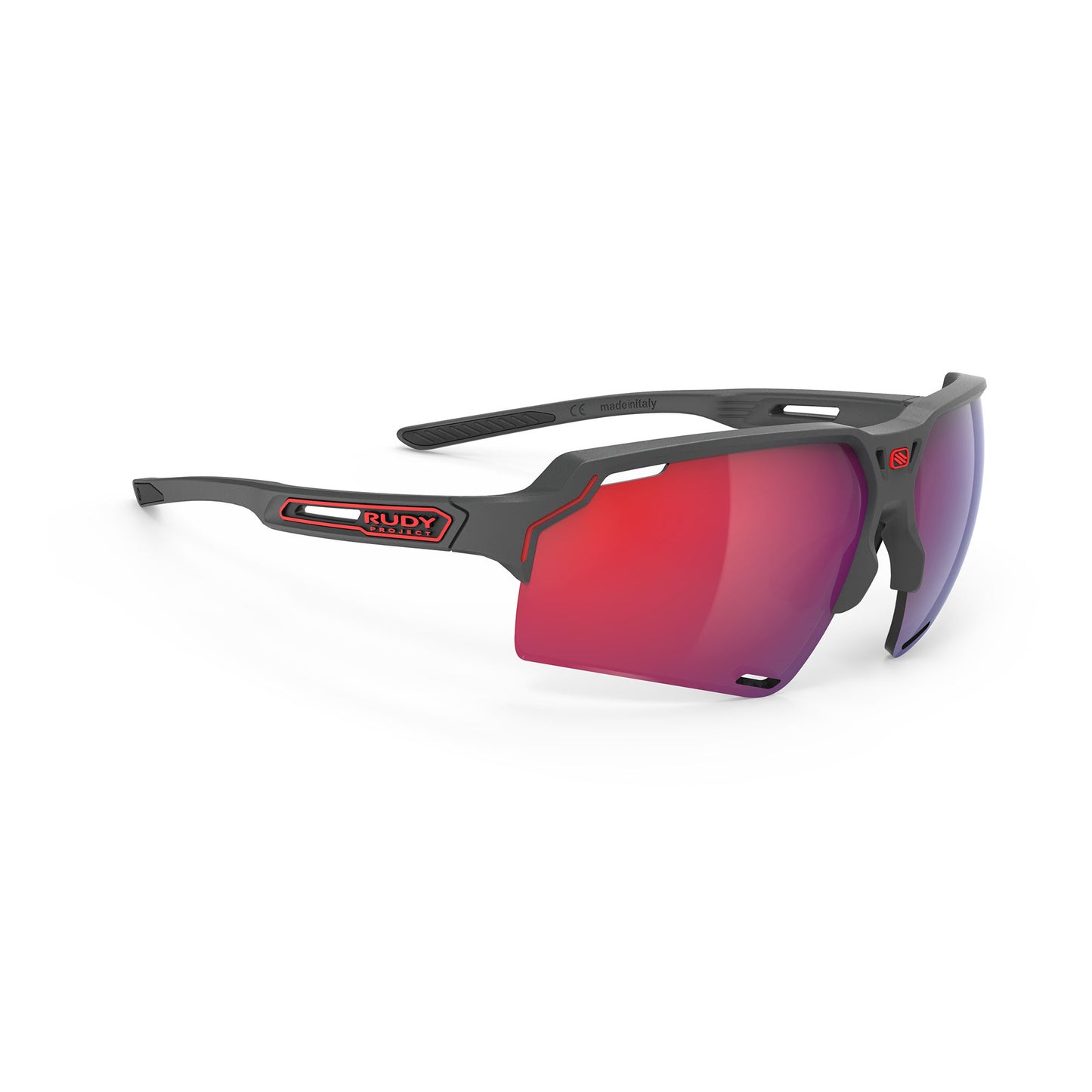 Occhiali Rudy Project Deltabeat grigio carbone opaco con lenti RP Optics Multilaser rosso